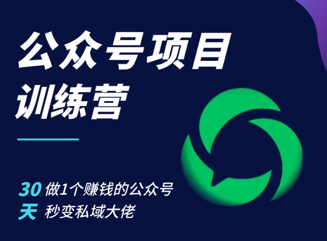 公众号项目训练营，30天做1个赚钱的公众号，秒变私域大佬-彼飞网创