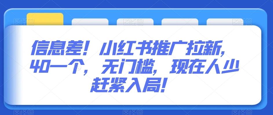 信息差！小红书推广拉新，40一个，无门槛，现在人少赶紧入局！-彼飞网创