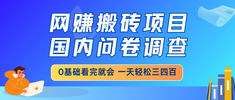 网赚搬砖项目，国内问卷调查，0基础看完就会 一天轻松三四百，靠谱副业…-彼飞网创