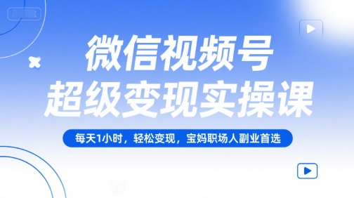 微信视频号超级变现实操课，每天1小时，轻松变现，宝妈职场人副业首选-彼飞网创
