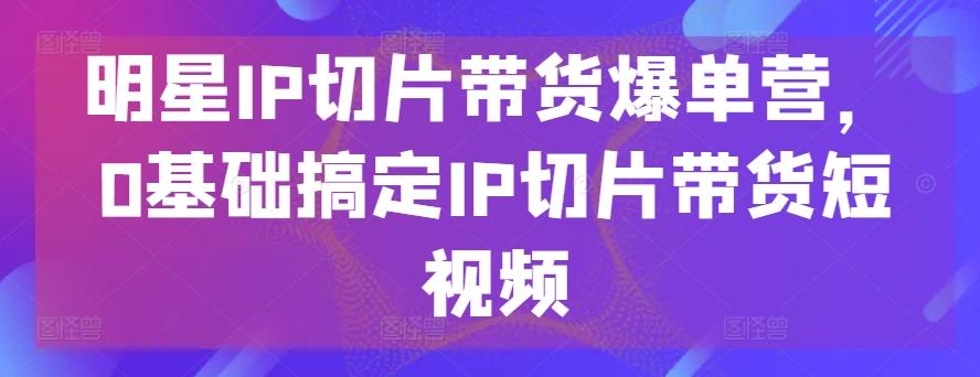 明星IP切片带货爆单营，0基础搞定IP切片带货短视频-彼飞网创