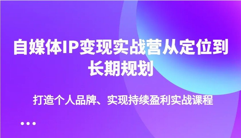 自媒体IP变现实战营从定位到长期规划，打造个人品牌、实现持续盈利实战课程-彼飞网创