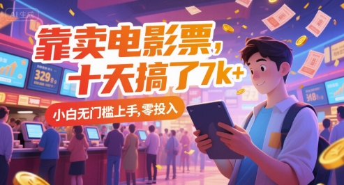 靠卖电影票，十天搞了7k+，小白无门槛上手，零投入【揭秘】-彼飞网创