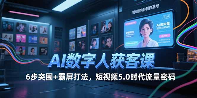 AI数字人获客课，6步突围+霸屏打法，短视频5.0时代流量密码-彼飞网创