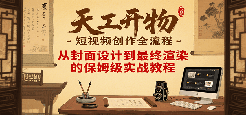 天工开物短视频创作全流程，从封面设计到最终渲染的保姆级实战教程-彼飞网创