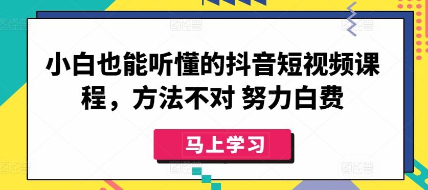 小白也能听懂的抖音短视频课程，方法不对 努力白费-彼飞网创