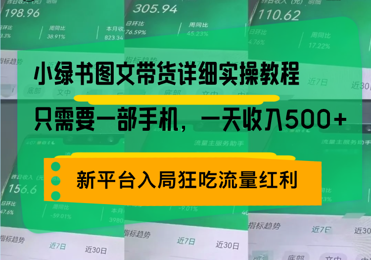 小绿书图文带货详细实操教程，只需要一部手机，一天收入500+，轻松变现-彼飞网创