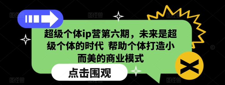 超级个体ip营第六期，未来是超级个体的时代  帮助个体打造小而美的商业模式-彼飞网创