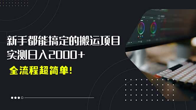 平台主动扶持的新风口，0基础轻松起号，搬运剪辑日入2000+！-彼飞网创