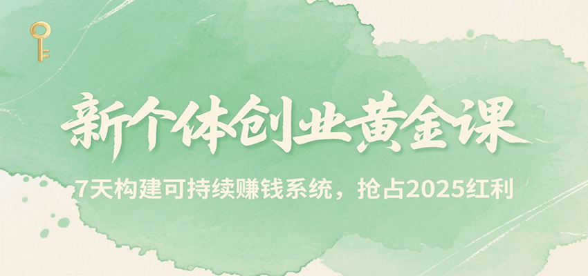 新个体创业黄金课，7天构建可持续赚钱系统，抢占2025红利-彼飞网创