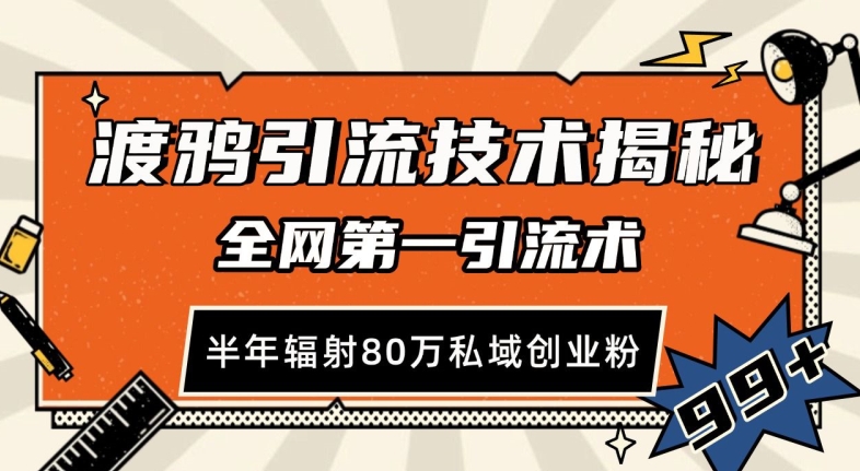 渡鸦引流技术，全网第一引流术，半年辐射80万私域创业粉 【揭秘】-彼飞网创