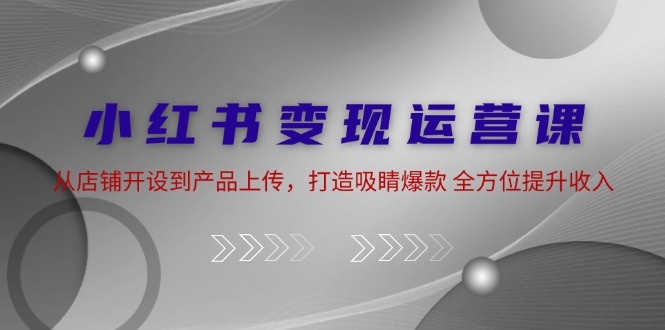 小红书变现运营课：从店铺开设到产品上传，打造吸睛爆款 全方位提升收入-彼飞网创