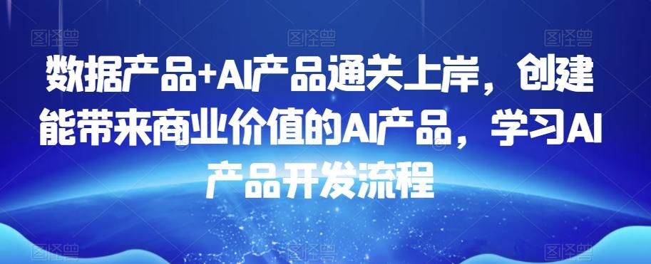数据产品+AI产品通关上岸，创建能带来商业价值的AI产品，学习AI产品开发流程-彼飞网创