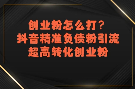 创业粉怎么打？抖音精准负债粉引流，超高转化创业粉-彼飞网创