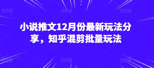 小说推文12月份最新玩法分享，知乎混剪批量玩法-彼飞网创