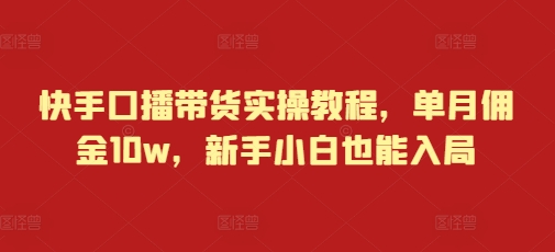 快手口播带货实操教程，单月佣金10w，新手小白也能入局-彼飞网创