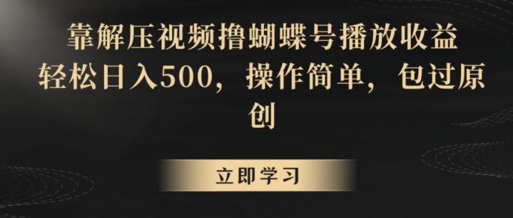 靠解压视频撸蝴蝶号播放收益，轻松日入500，操作简单，包过原创【揭秘】-彼飞网创