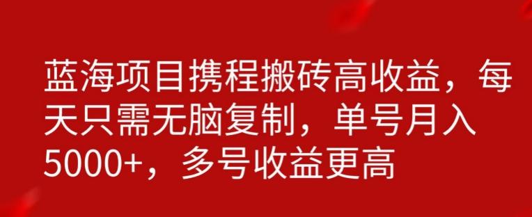 携程搬砖项目，只需每天无脑复制，月入5000+-彼飞网创