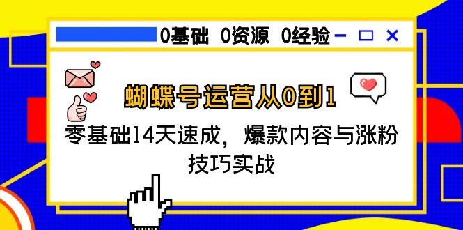 蝴蝶号运营从0到1，零基础14天速成，爆款内容与涨粉技巧实战-彼飞网创