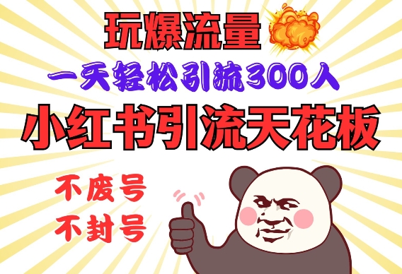 小红书引流天花板，玩爆流量，一天轻松引流300人，安全操作-彼飞网创