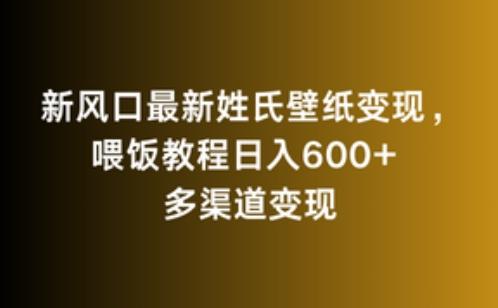 新风口最新姓氏壁纸变现，喂饭教程日入600+【揭秘】-彼飞网创