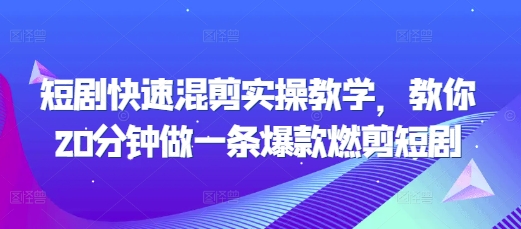 短剧快速混剪实操教学，教你20分钟做一条爆款燃剪短剧-彼飞网创