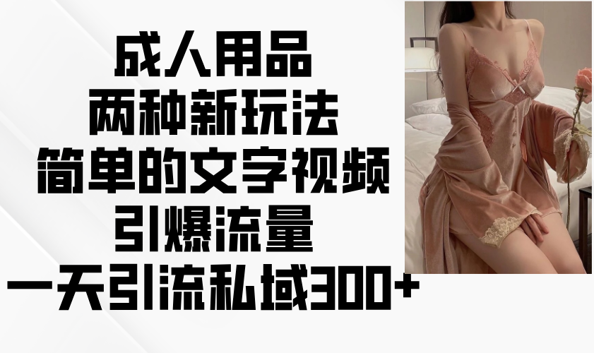 成人用品两种新玩法，简单的文字视频引爆流量，一天引流私域300+-彼飞网创