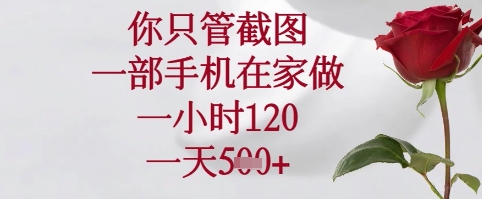 你只管截图，一部手机在家可以做，一小时120.一天5张+【揭秘】-彼飞网创