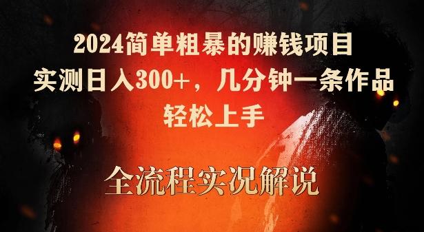 2024简单粗暴的赚钱项目，实测日入300+，几分钟一条作品，轻松上手【揭秘】-彼飞网创