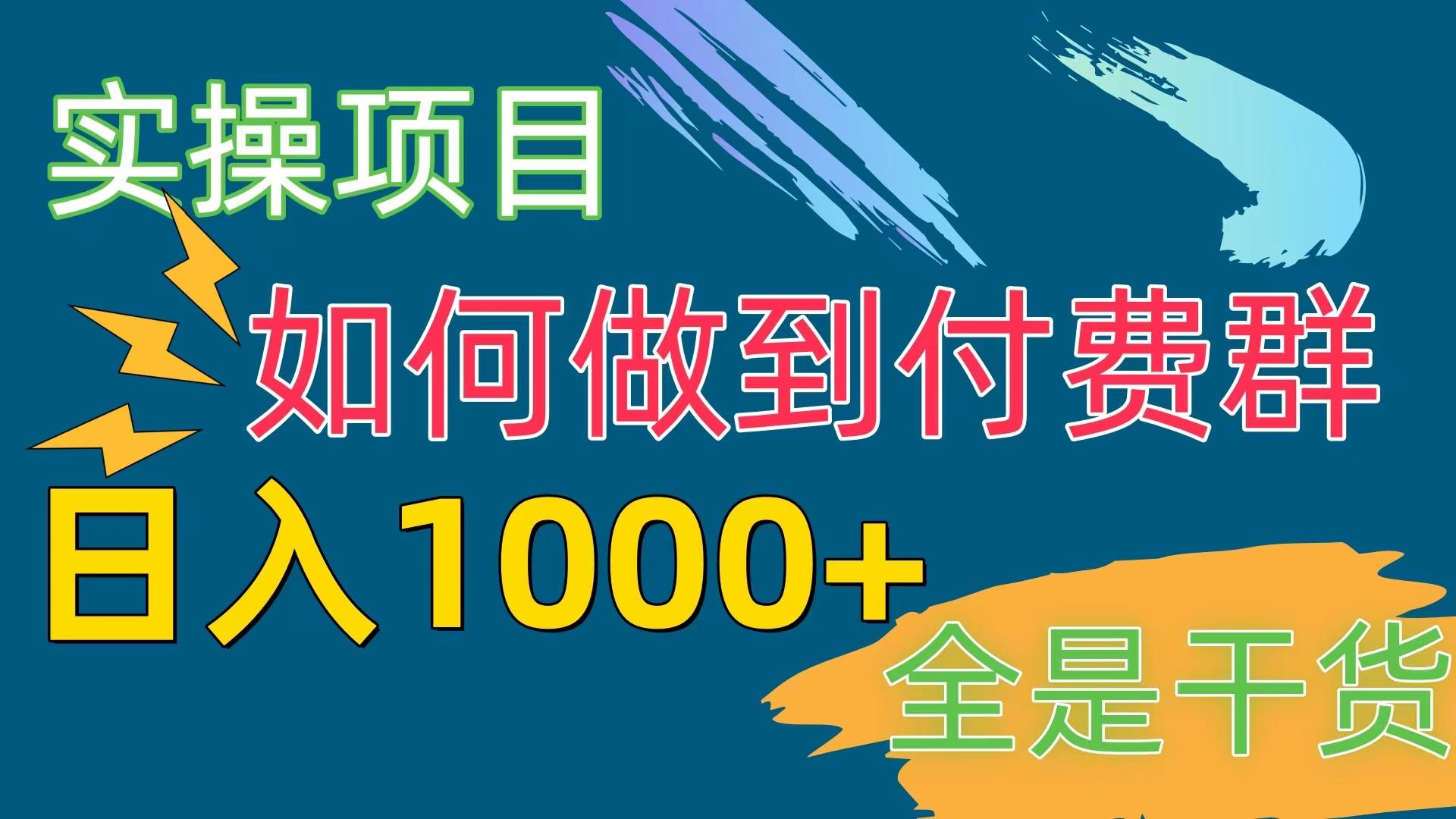 [实操项目]付费群赛道，日入1000+-彼飞网创