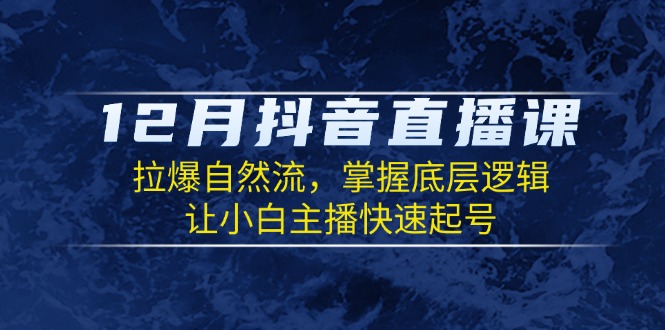 12月抖音直播课：拉爆自然流，掌握底层逻辑，让小白主播快速起号-彼飞网创