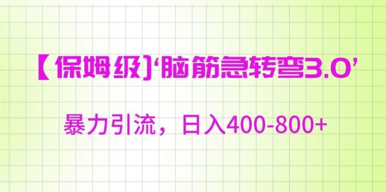 保姆级脑筋急转弯3.0，暴力引流，日入400-800+【揭秘】-彼飞网创