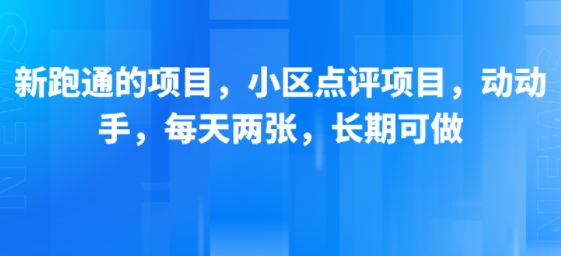 新跑通的项目，小区点评项目，动动手，每天两张，长期可做-彼飞网创