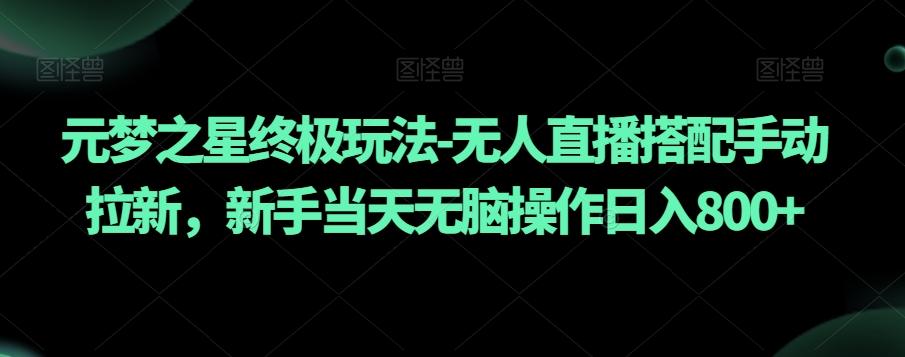 元梦之星终极玩法-无人直播搭配手动拉新，新手当天无脑操作日入800+【揭秘】-彼飞网创
