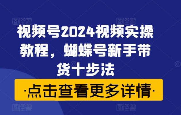 视频号2024视频实操教程，蝴蝶号新手带货十步法-彼飞网创