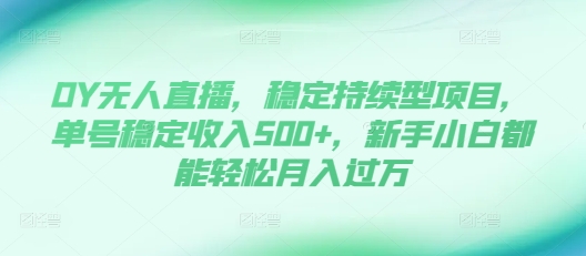 DY无人直播，稳定持续型项目，单号稳定收入500+，新手小白都能轻松月入过万【揭秘】-彼飞网创