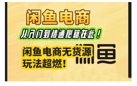 闲鱼电商实战课，从入门到精通秘籍在此，闲鱼电商无货源玩法超燃!-彼飞网创
