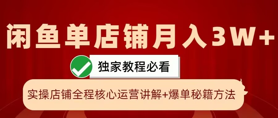 闲鱼单店铺月入3W+实操展示，爆单核心秘籍，一学就会【揭秘】-彼飞网创