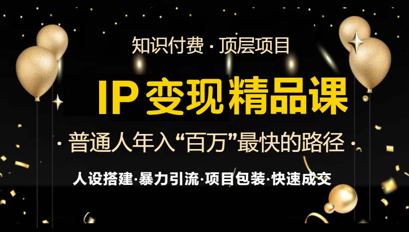 IP变现最新精品课程，知识付费全流程+最强引流术+小白避坑指南-彼飞网创