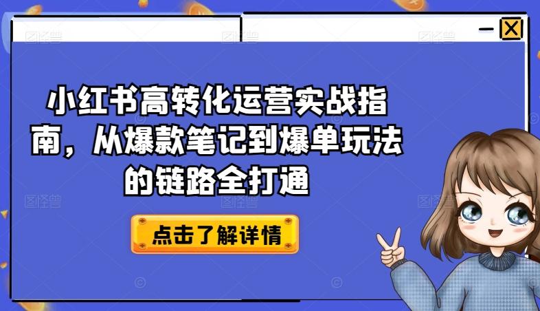 小红书高转化运营实战指南，从爆款笔记到爆单玩法的链路全打通-彼飞网创