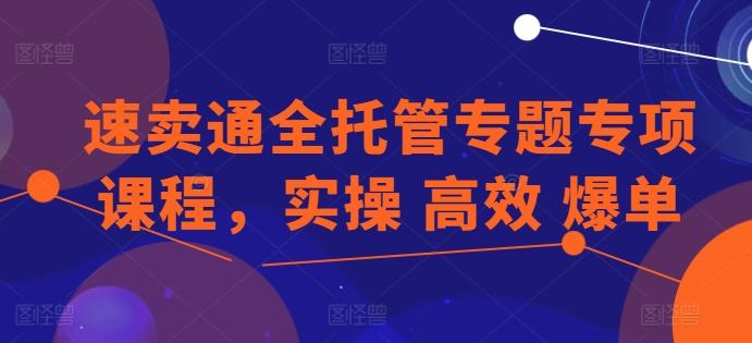 速卖通全托管专题专项课程，实操 高效 爆单-彼飞网创