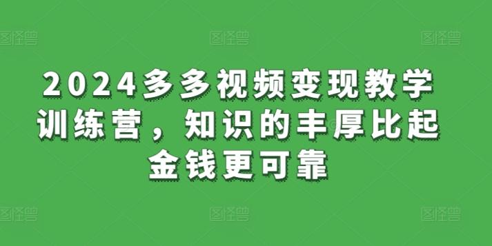 2024多多视频变现教学训练营，知识的丰厚比起金钱更可靠-彼飞网创