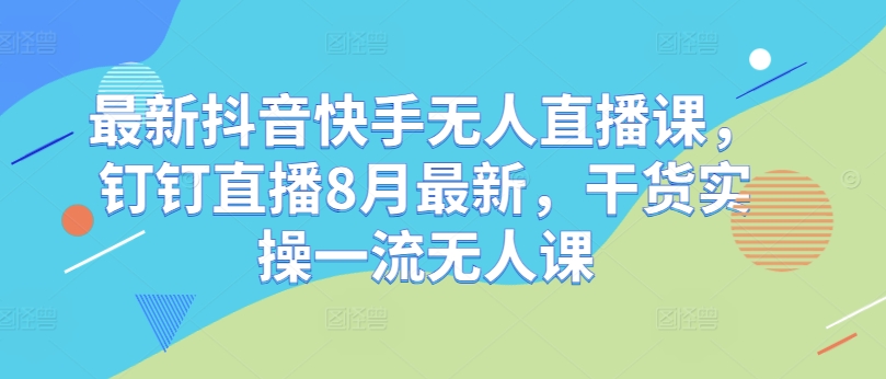 最新抖音快手无人直播课，钉钉直播8月最新，干货实操一流无人课-彼飞网创