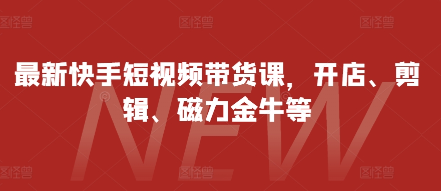 最新快手短视频带货课，开店、剪辑、磁力金牛等-彼飞网创