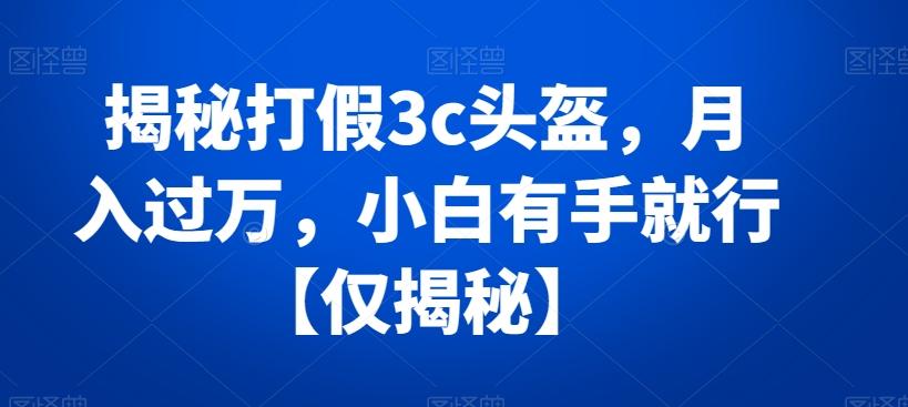 揭秘打假3c头盔，月入过万，小白有手就行【仅揭秘】-彼飞网创