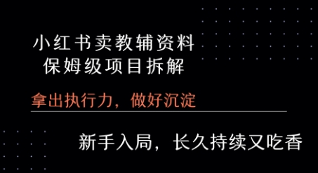 小红书卖小学教辅资料  保姆级项目拆解  1次课程彻底讲清楚!-彼飞网创
