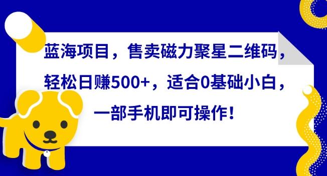 蓝海项目，售卖磁力聚星二维码，轻松日赚500+，适合0基础小白，一部手机即可操作【揭秘】-彼飞网创