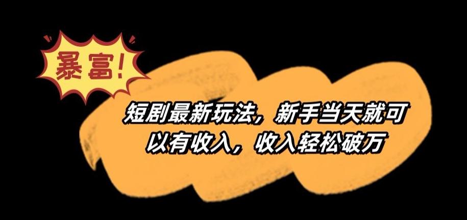 短剧最新玩法，新手当天就可以有收入，收入轻松破万【揭秘】-彼飞网创