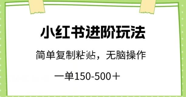 小红书进阶玩法，一单150-500+，简单复制粘贴，小白也能轻松上手【揭秘】-彼飞网创