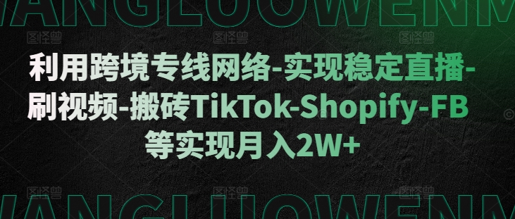 利用跨境专线网络-实现稳定直播-刷视频-搬砖TikTok-Shopify-FB等实现月入2W+【揭秘】-彼飞网创